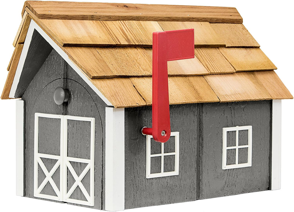 Made Deluxe Wooden Post Mount Mailbox with Cedar Shingles