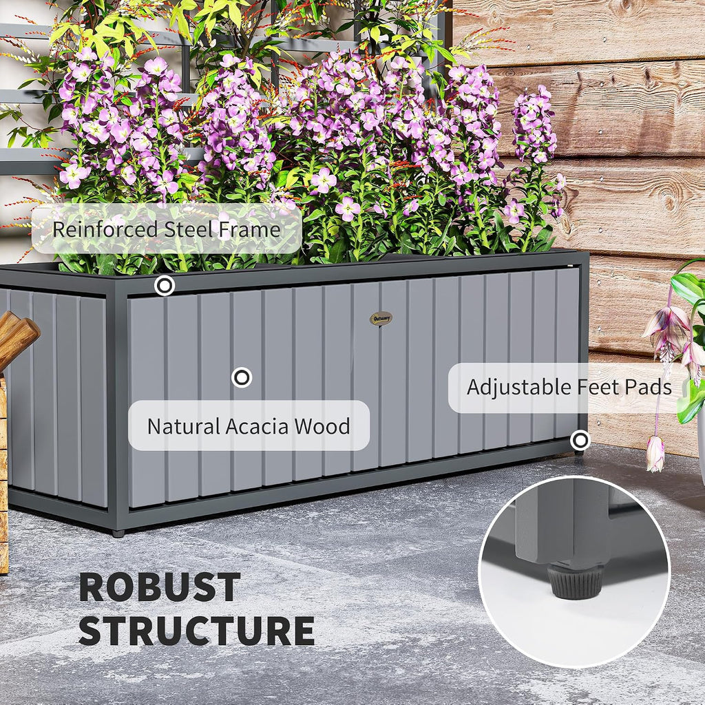 29"×11"×52" Wooden Raised Garden Bed with Trellis