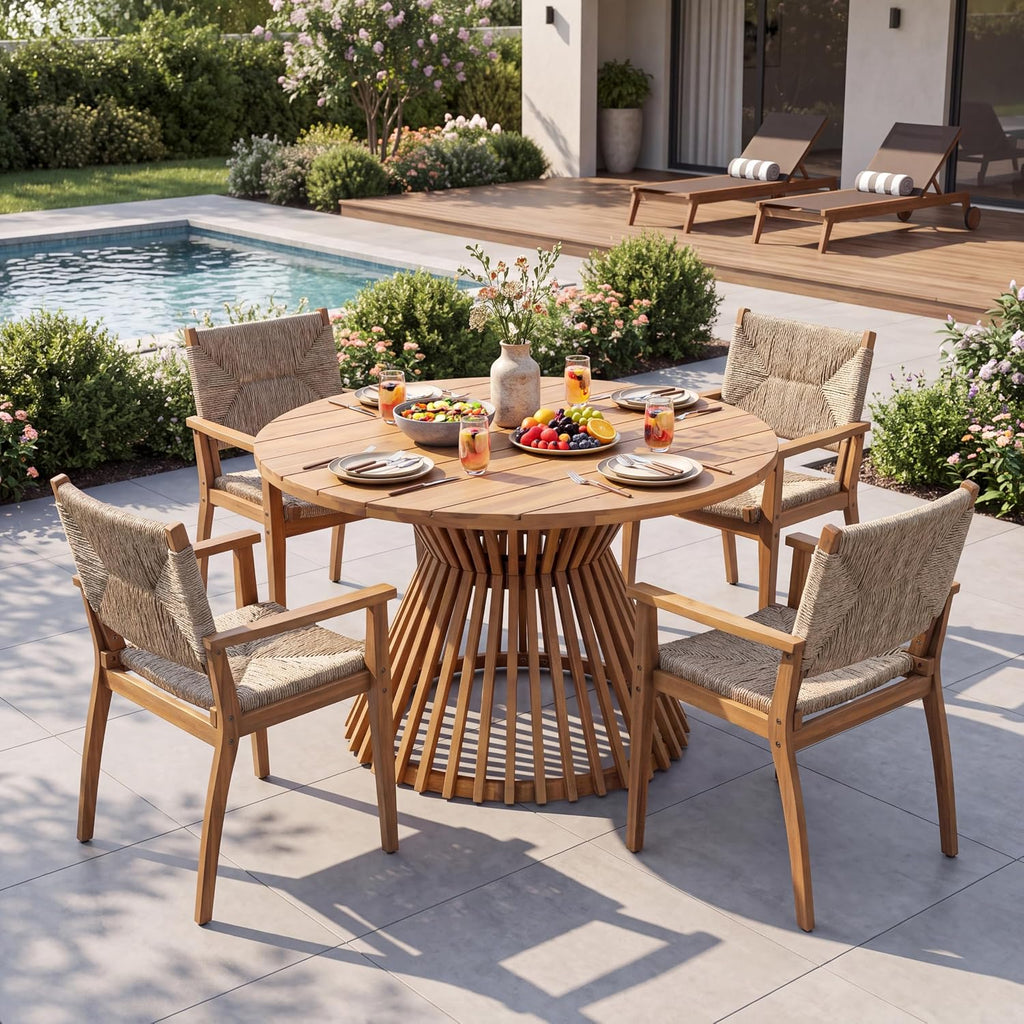 4-Piece Acacia Patio Dining Set, Teak Brown
