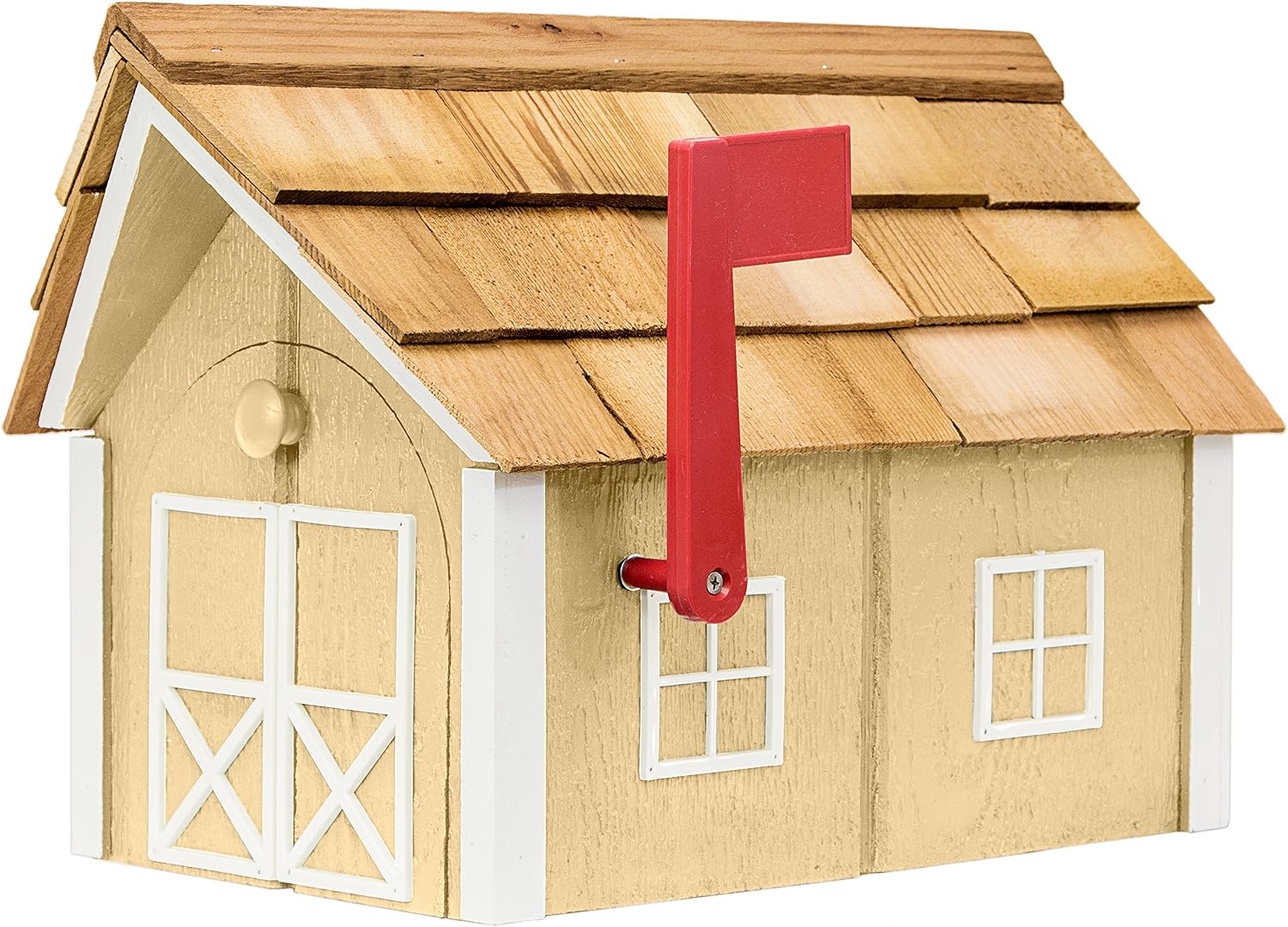 Made Deluxe Wooden Post Mount Mailbox with Cedar Shingles