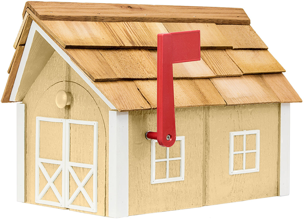 Made Deluxe Wooden Post Mount Mailbox with Cedar Shingles