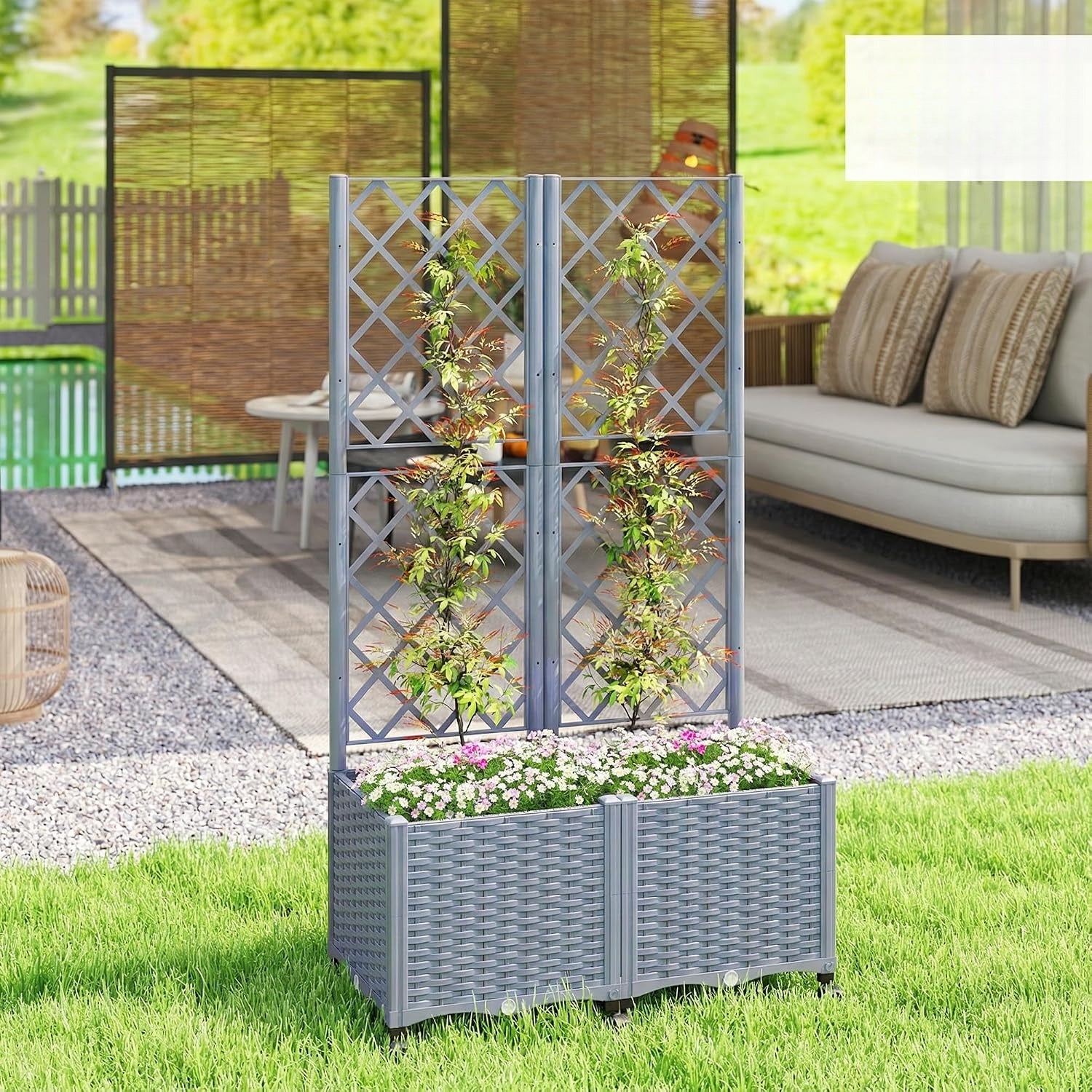 56.3" Planter Box with Trellis