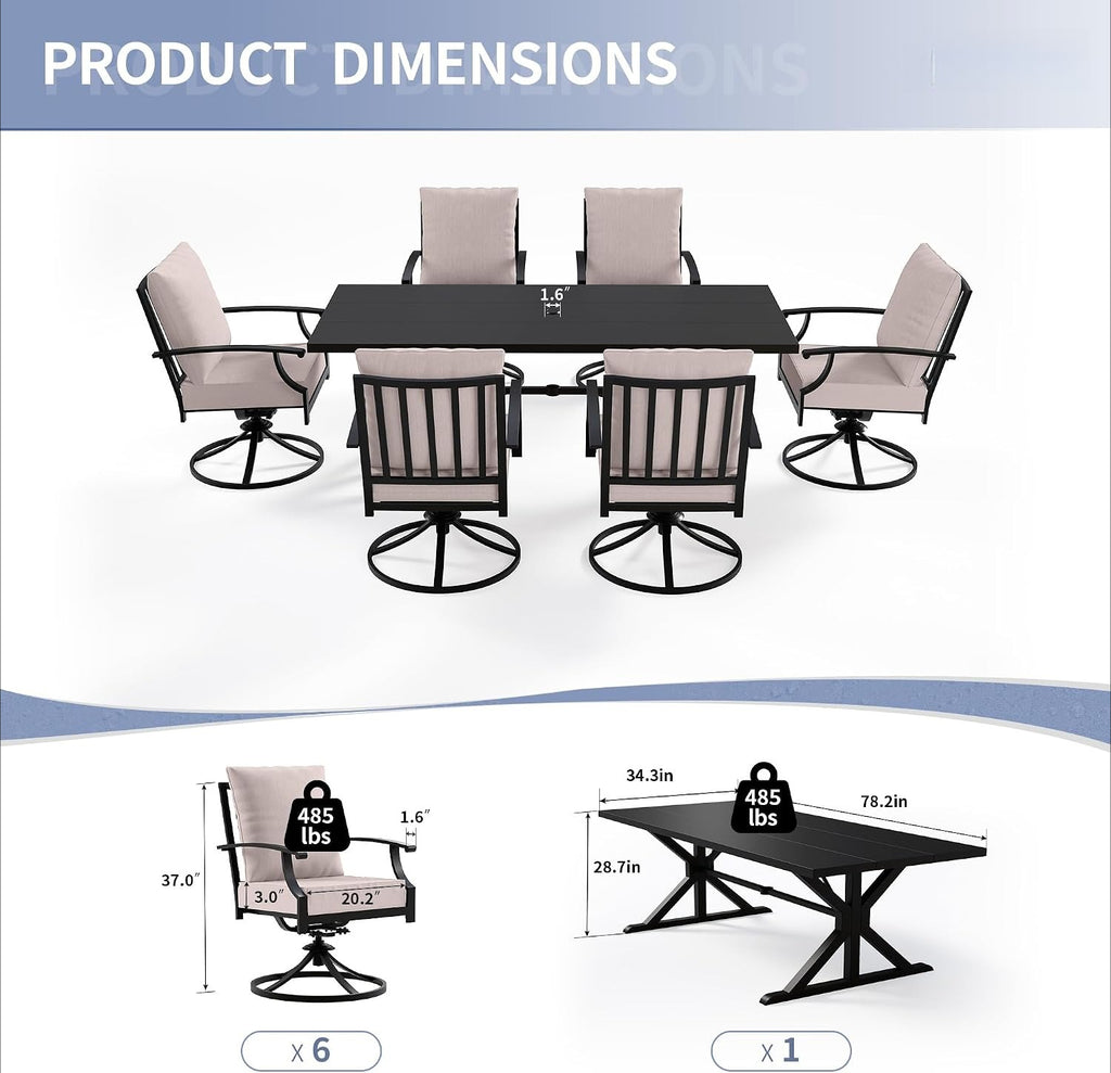 7-Piece Patio Dining Set, Sand