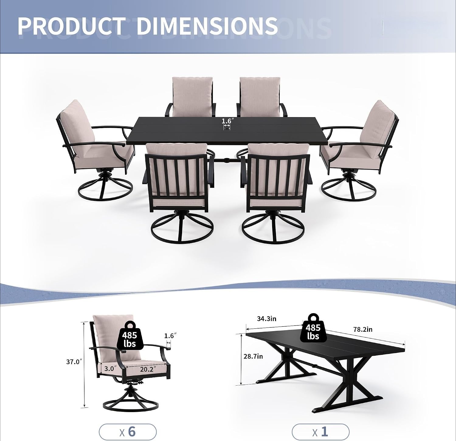 7-Piece Patio Dining Set, Sand