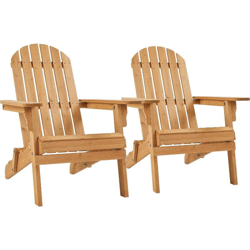 2-Pack Folding Wood Adirondack Chairs, Brown