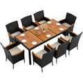 8-Person Acacia Patio Dining Set, Black