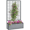 29"×11"×52" Wooden Raised Garden Bed with Trellis