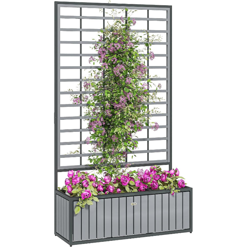 29"×11"×52" Wooden Raised Garden Bed with Trellis